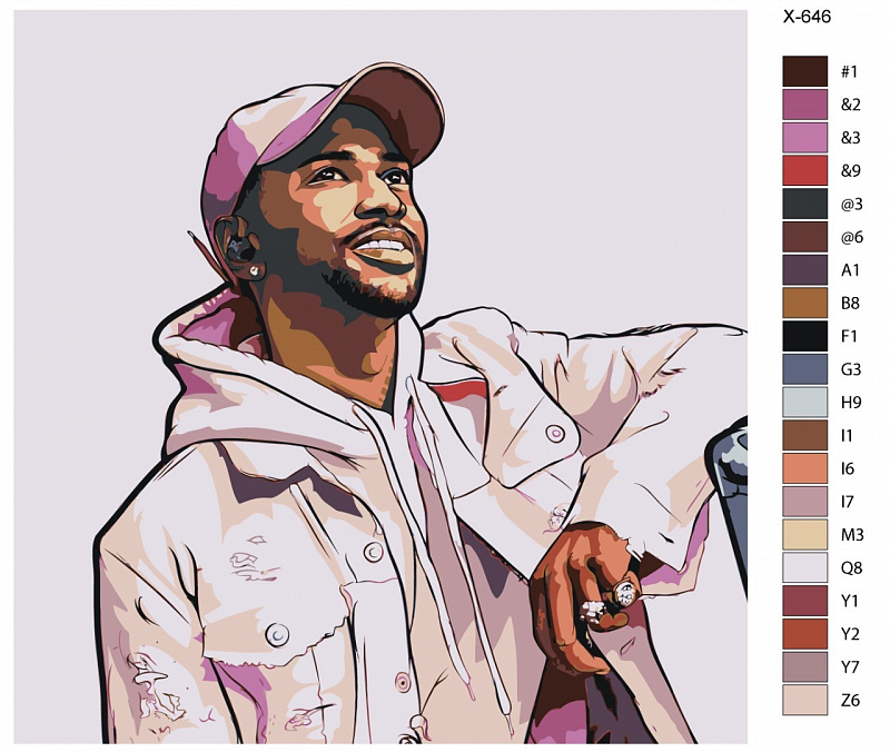 Картина по номерам X-646 "Репер Big Sean (Биг Шон)" 40х40