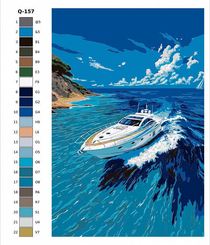 Картина по номерам Q157 "Яхта на волнах" 60x90