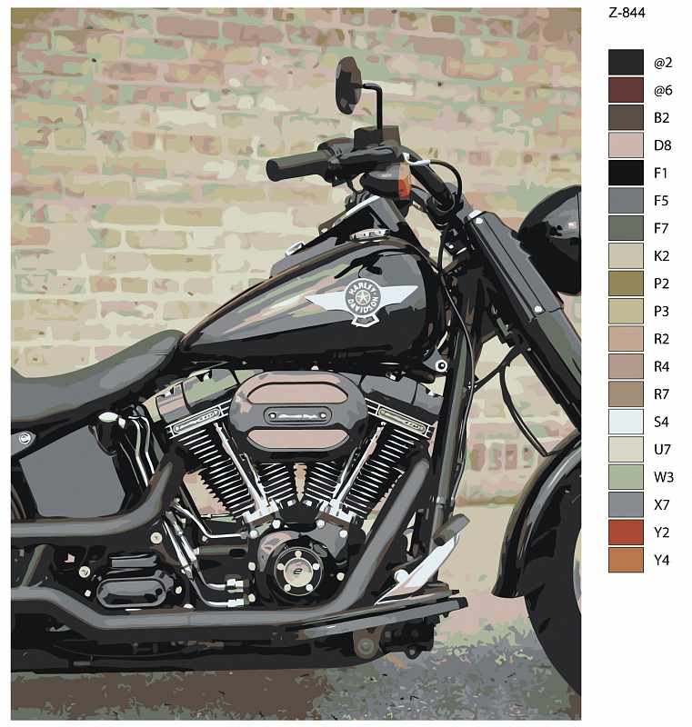 Картина по номерам Z844 "Мотоцикл Harley Davidson" 40х50