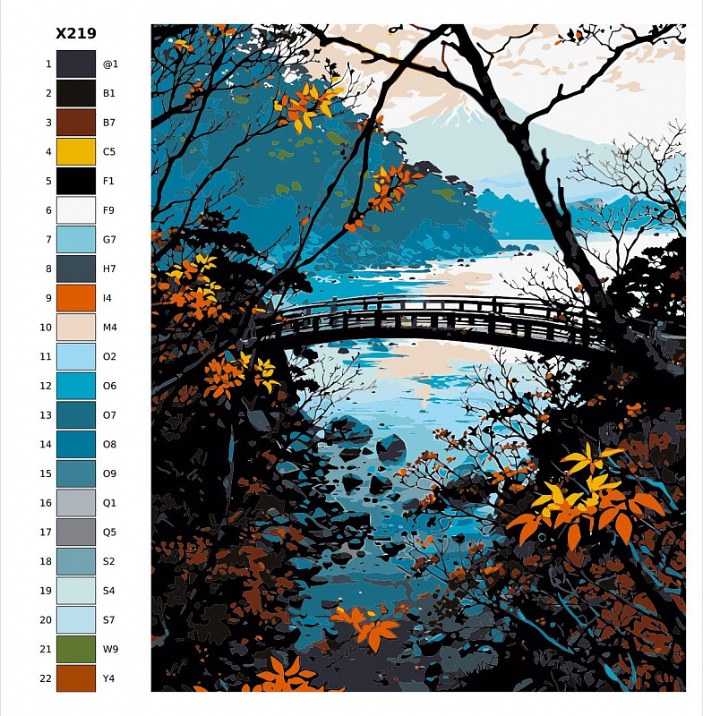Картина по номерам X219 "Мост на берегу", 70x90 см