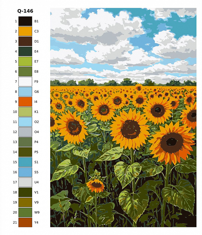 Картина по номерам Q146 "Подсолнухи" 60x90
