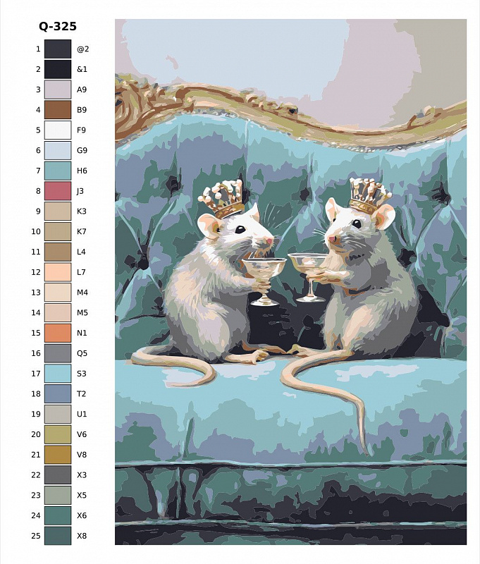Картина по номерам Q325 "Мышки в коронах" 40x60
