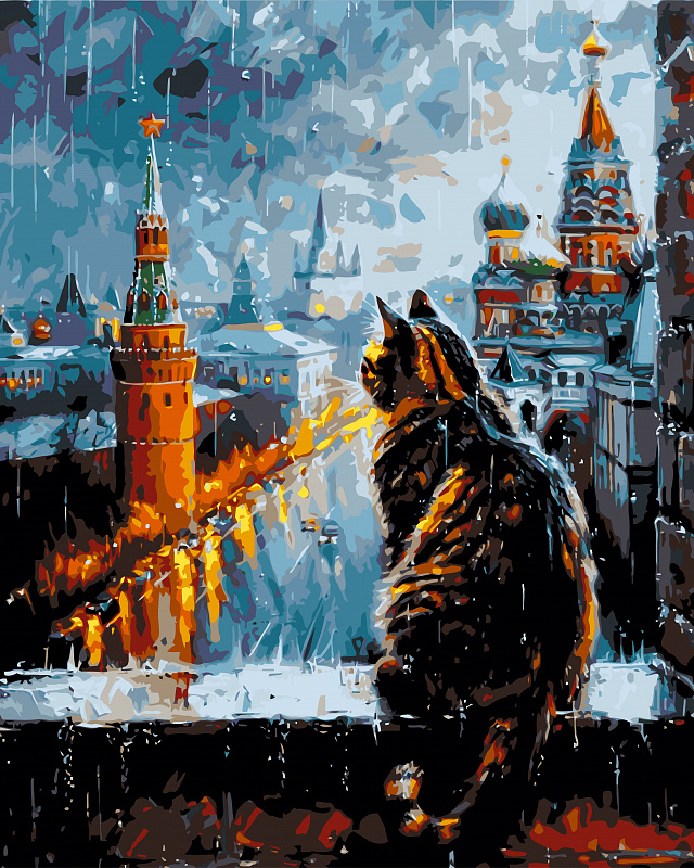 Картина по номерам Т 31 "Кот и Красная Площадь", 40х50 см